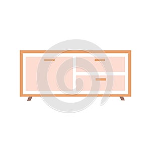 Horizontal storage cabinet illustration vector, simple cabinet in flat design style, home decor concept