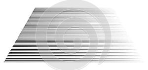 Horizontal, straight parallel lines in perspective. 3d lines, stripes pattern. Streaks, strips vanishing, diminish lines photo