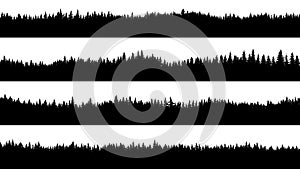 Horizontal stripe silhouettes with coniferous forest