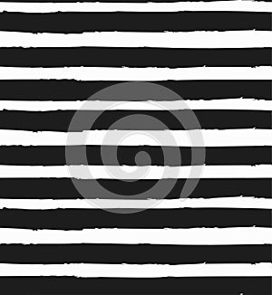 Horizontal stripe vector seamless pattern hand-drawing. Black and white monochrome background