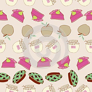 Horizontal Striped Pies and Preserves Repeat Seamless Pattern Vector Print