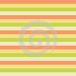 Horizontal stripes Yellow green peach pattern. Horizontal striped seamless vector background. Great for Easter, spring, fabric,