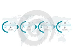 Horizontal timeline infographics 4 steps