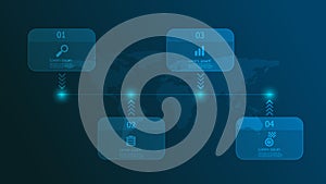 Horizontal timeline infographics 4 steps