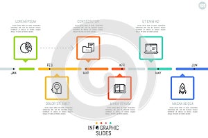 Horizontal timeline with month indication