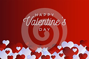 Horizontal Valentine day flyer or card. Abstract love for your Valentines Day greeting card design. Red Hearts horizontal frame on