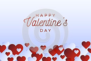 Horizontal Valentine day flyer or card. Abstract love for your Valentines Day greeting card design. Red Hearts horizontal frame on