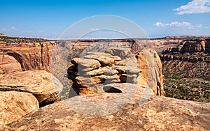 Horizontal view Colorado National Monumentâ€™s deep canyon from the top of the Coke Ovens rock formation