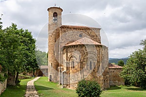 Horizontal view of the entrance to the Collegiate Church of San Martin de Elines