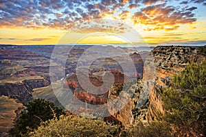 Horizontal view of famous Grand Canyon at sunrise photo