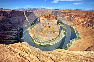 Horizontal view of the famous Horse Shoe Bend