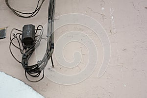 Horizontal View of an old Electric Junction Box On a Wall.