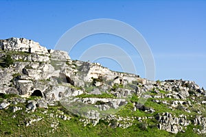 Horizontal View of some Prehistoric Caves in the Gravina of the