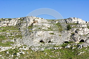 Horizontal View of some Prehistoric Caves in the Gravina of the