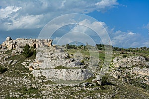 Horizontal View of some Prehistoric Caves in the Gravina of the