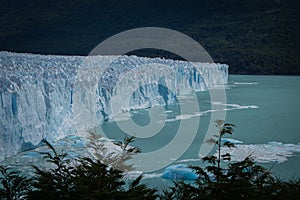 Horizontal view of the surface of the Perito Moreno Glacier in Southern Argentina in Patagonia hike on the glacie