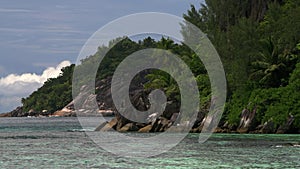 Horizontal view of tropical island, Therese Island, Mahe, Seychelles.