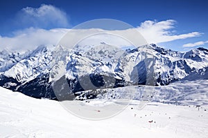 Horizontal view of winter mountain