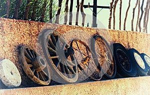 Horizontal vintage history of wheels film scan