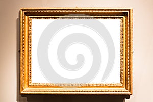 Horizontal vintage painting frame on wall