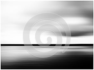 Horizontal vivid black and white minimal landscape abstraction