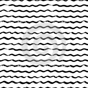 Hand drawn wavy lines vector seamless pattern.