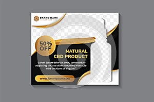 A horizontal web banner. Natura cbd product, hemp oil