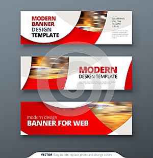 Horizontal web banner templtes with circles and shapes for a photo