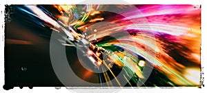 Horizontal wide vivid vibrant speed highway abstraction postcard