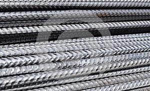 Horizontally aligned division rebar - steel rods from a construction site