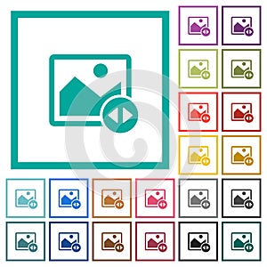 Horizontally move image flat color icons with quadrant frames