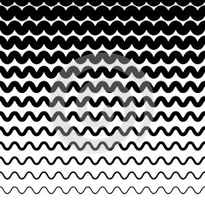 Horizontally repeatable irregular wavy lines. Billow, ripply, un