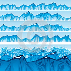 Horizontally seamless four sets of mountain ridges. Editable