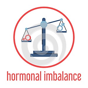Hormonal imbalance vector isolated. Female and male symbols photo