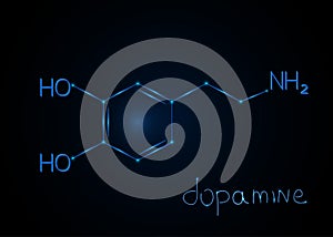 Hormone Dopamine , molecular formula. Chemical abstract background. Vector illustration.