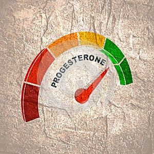 Hormone progesterone level scale. Concept of medicine and pharmacy