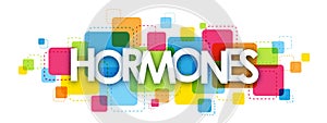 HORMONES banner on colorful squares background