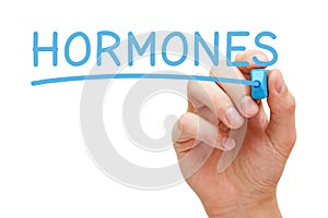 Hormones Handwritten With Blue Marker photo