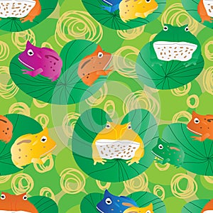 Horn frog cute seamless pattern