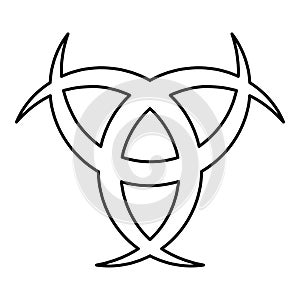 Horn Odin Triple horn of Odin icon black color outline vector illustration flat style image photo