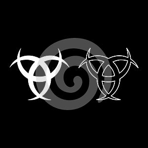 Horn Odin Triple horn of Odin icon set white color vector illustration flat style image photo