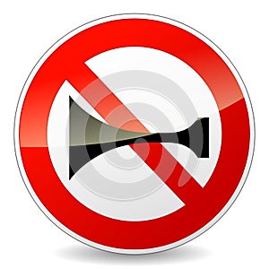 Horn prohibited sign on white background
