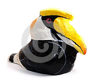 Hornbill on white screen