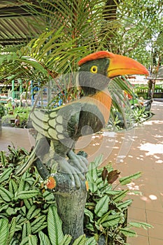 Hornbills sculptures in garden ,Ayuthaya Thailand