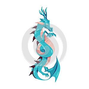 Horned dragon with tail and wings, fairy monster