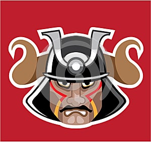 Horned Helmet on asian warrior Vector