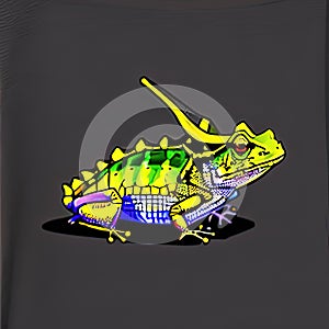 Horned Lizard Animal Style Print Design Logo. Generative AI.