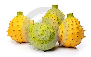 Horned Melon Group Isolated on White Background -Generative Ai