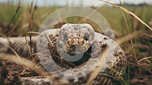 Horned Snake In Savannah Meadow: A Provia Schlieren Photography
