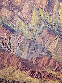 The Hornocal close up detail of the 14 colours mountain in Humahuaca, northwest of Argentina
